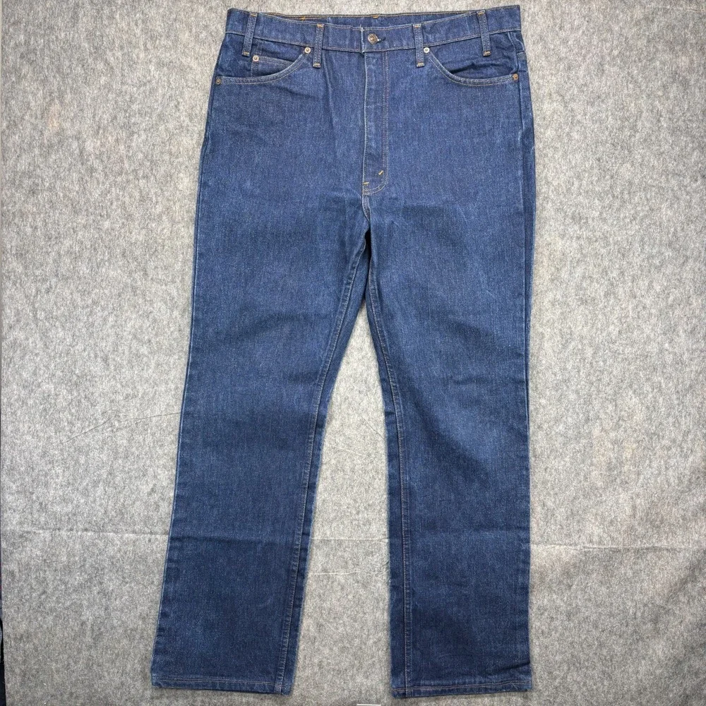Vintage Levi's 20517 0217 Orange Tab 36x33 Blue Denim USA 80s Bootcut Western - Picture 1 of 16